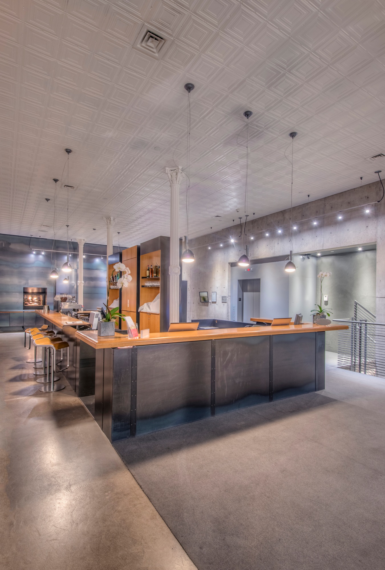 54888,Reception area in modern office building